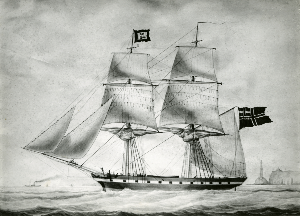 Skipsportrett av brigg 'Favoriten' (b.1848)