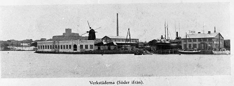 Text på kortet: "Verkstäderna (Söder ifrån)".