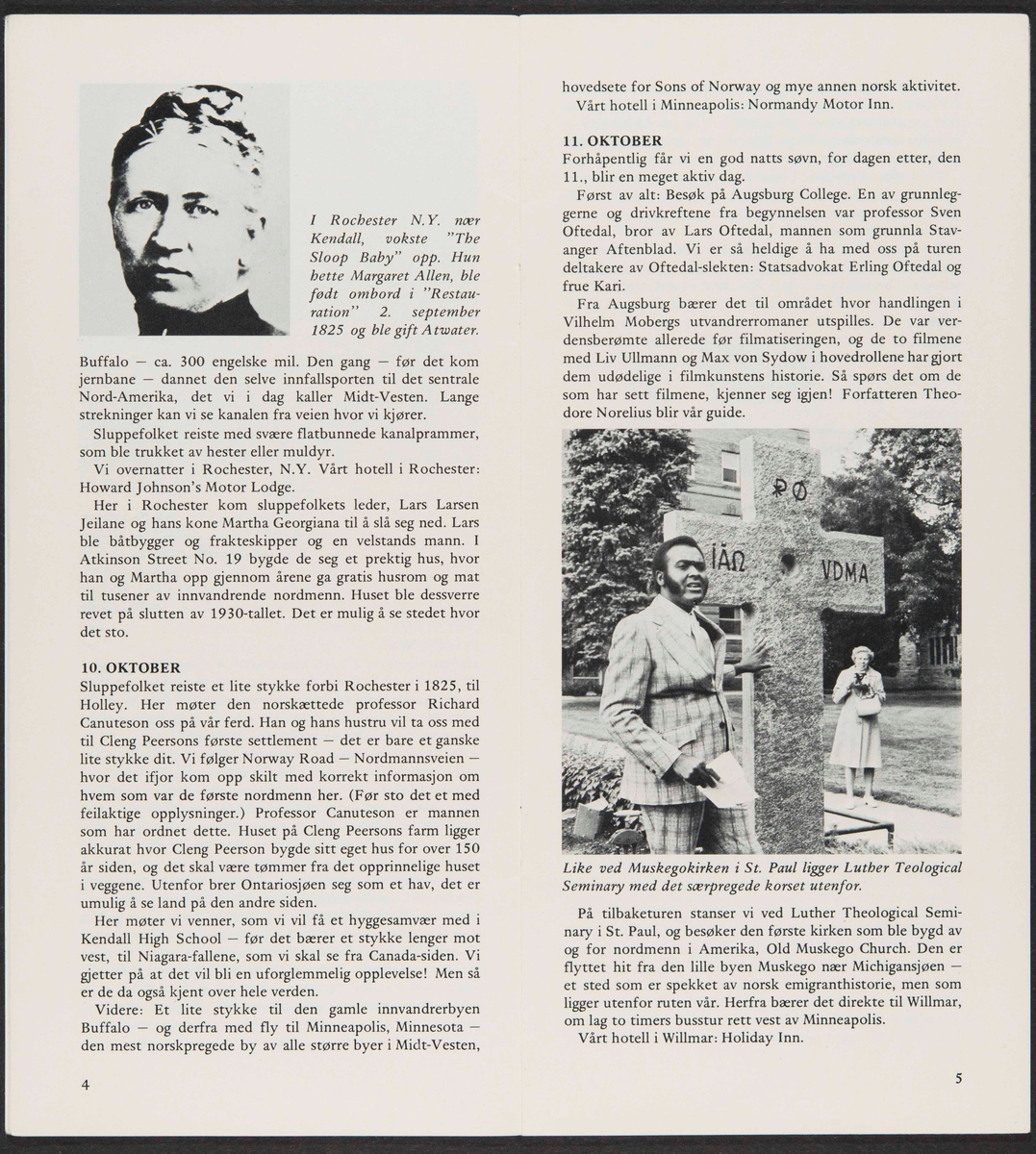 Hefte med reiserute og program for tur til USA 6.-23. oktober 1975, "I Cleng Peersons Fotspor".