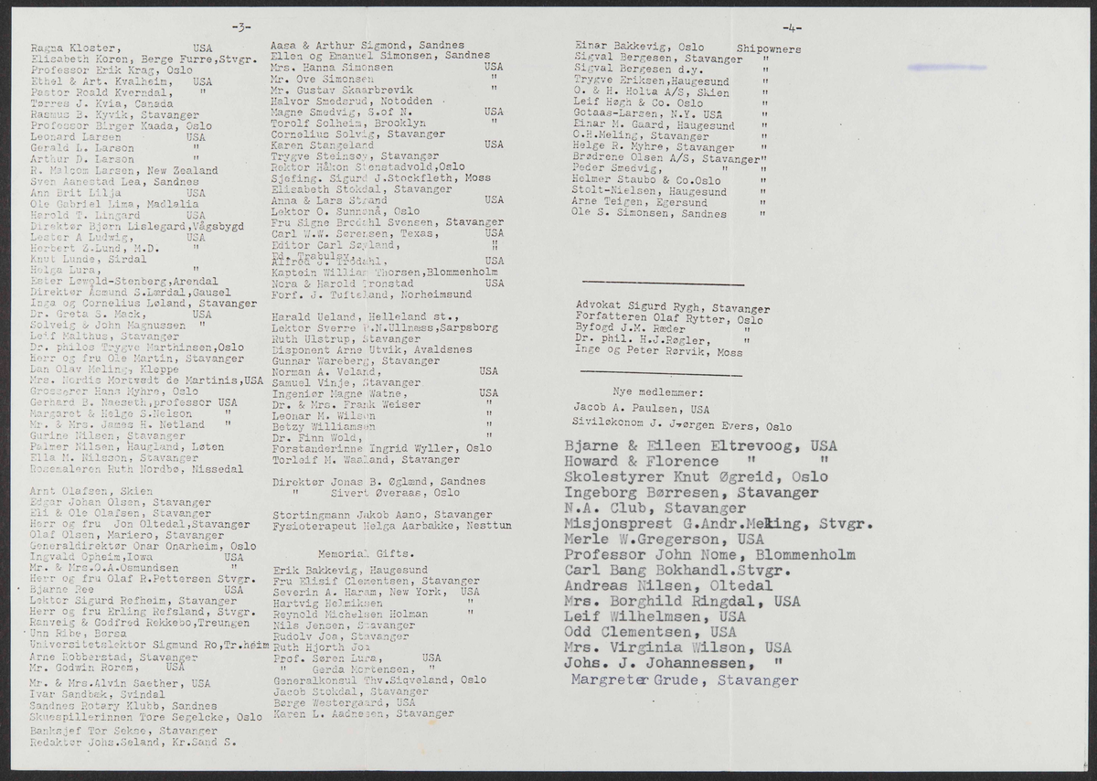 Brev fra Cleng Peerson Stiftelsen om medlemsskap og -liste.