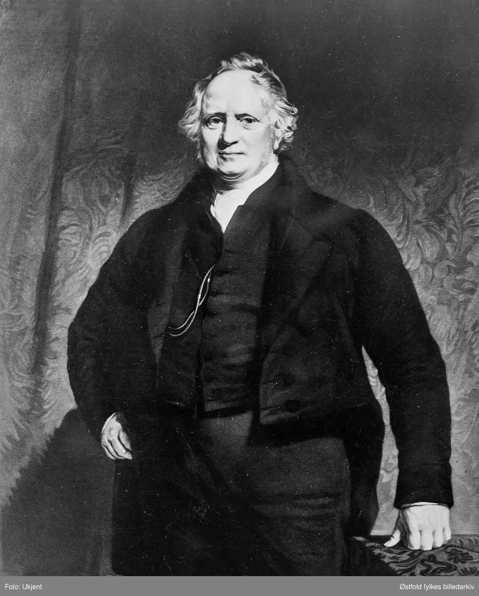 Portrett av sir John Henry Pelly, direktør på Borragaard 1831-1946) Ant. maleri som henger på Borregaard Herregård i Sarpsborg.