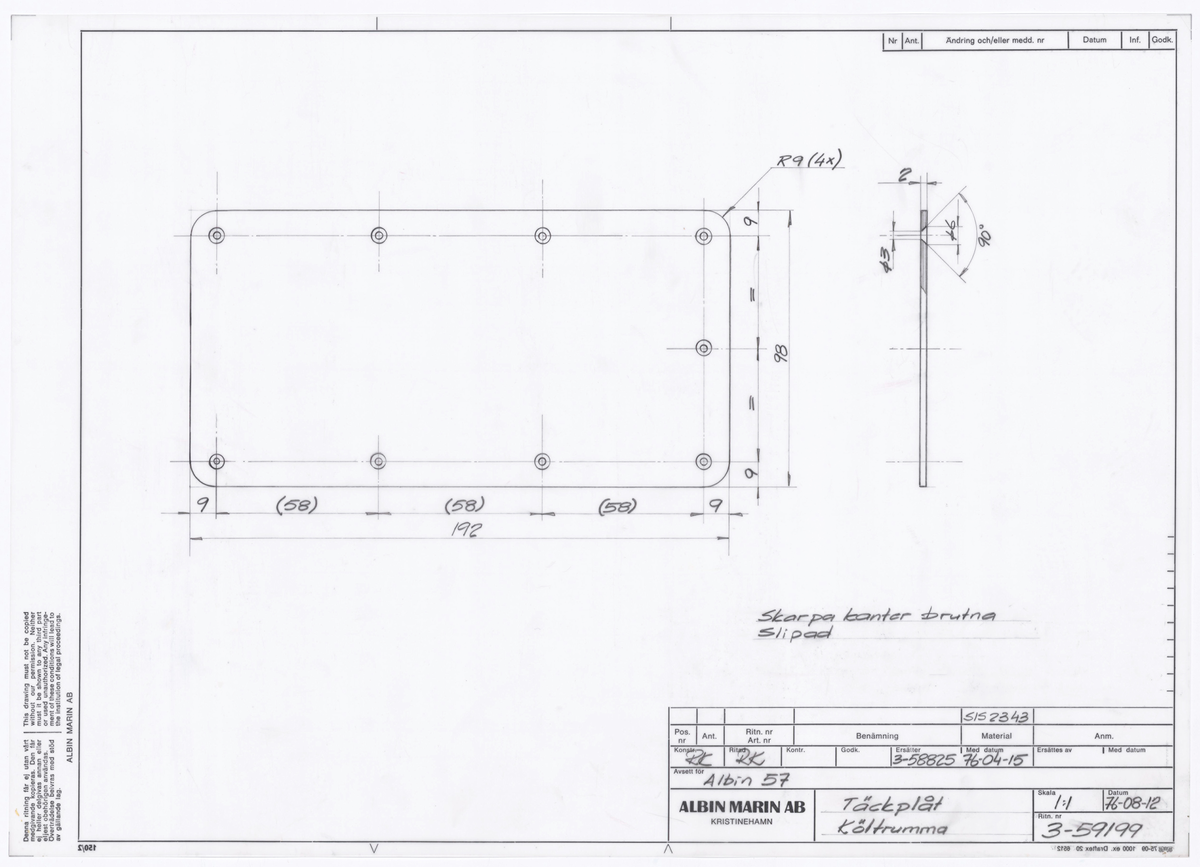 Täckplåt költrumma