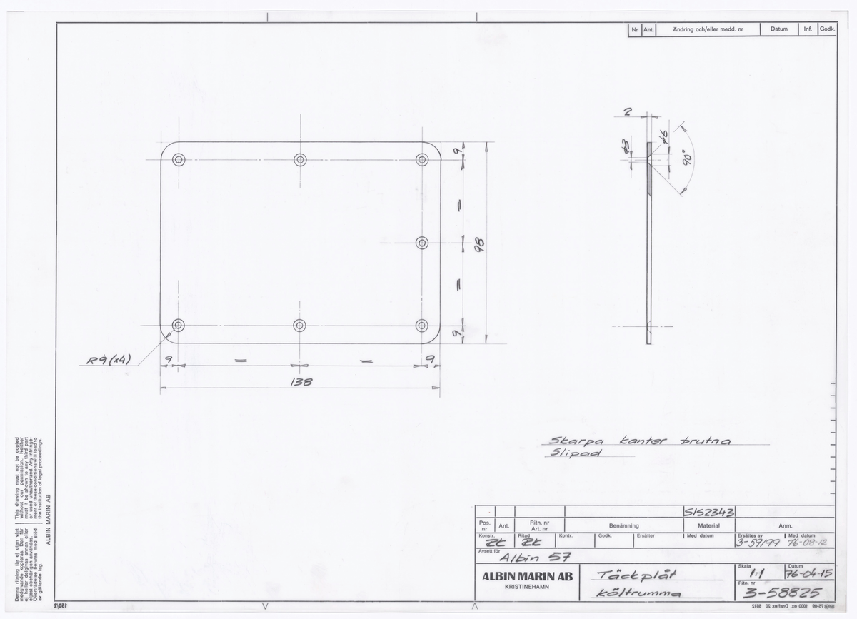 Täckplåt költrumma