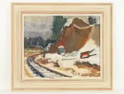 Första snön, Sandtaget [OLJEMÅLNING]