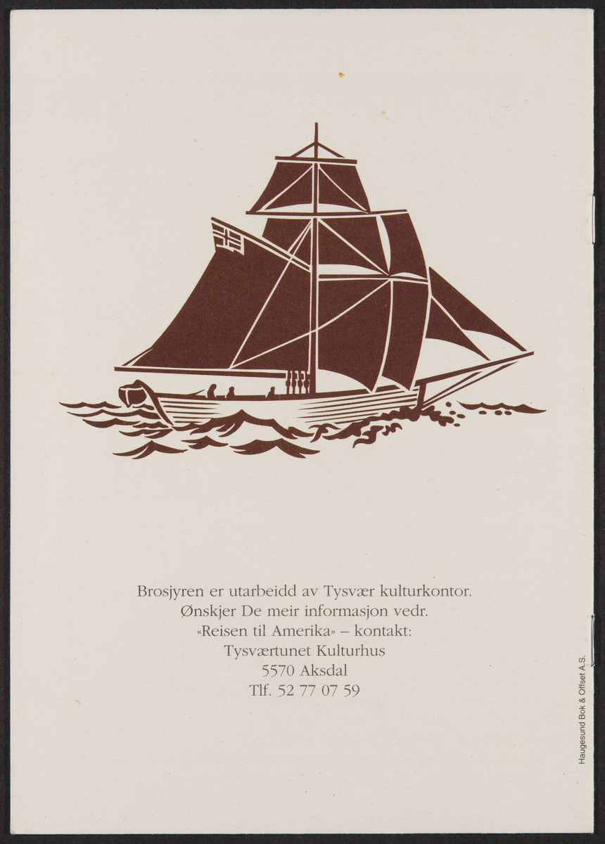 Hefte om utstillingen "Reisen til Amerika" om den norske utvandringen til Amerika.