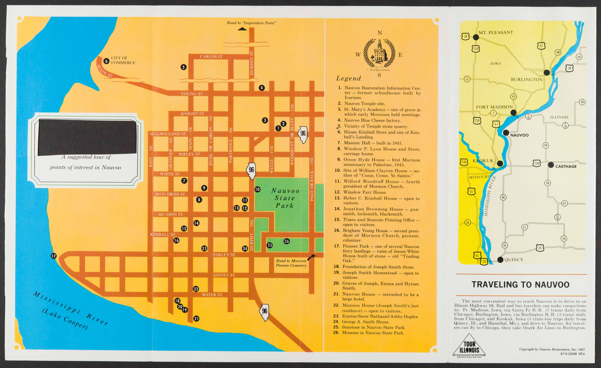 Reklamebrosjyre for turister om Nauvoo, Illinois.