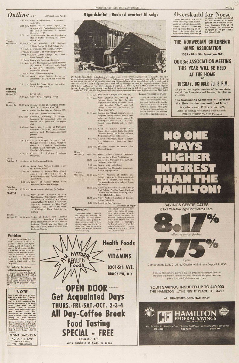 Komplett eksemplar av Nordisk Tidende fra 02.10.1975.