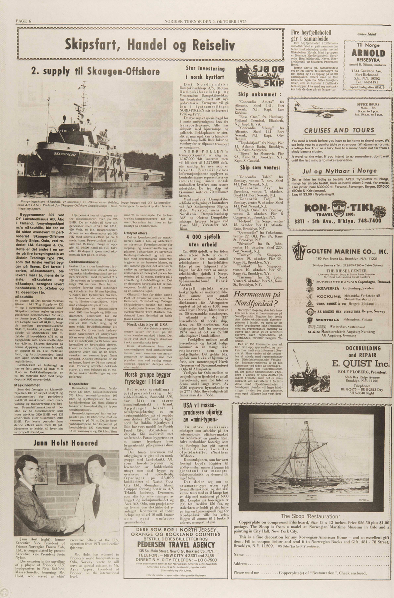 Komplett eksemplar av Nordisk Tidende fra 02.10.1975.