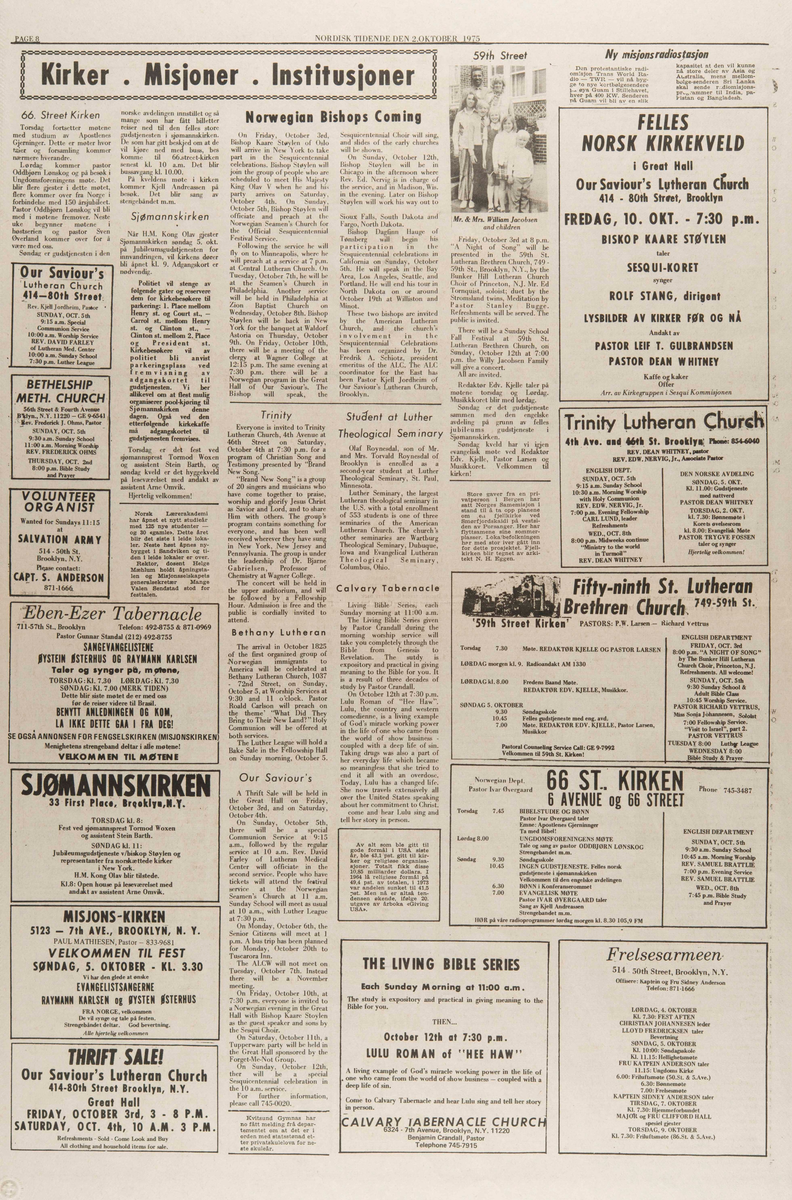 Komplett eksemplar av Nordisk Tidende fra 02.10.1975.