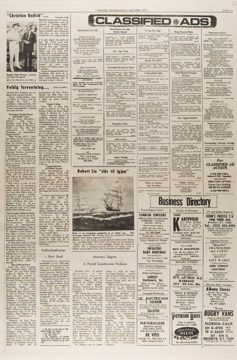 Komplett eksemplar av Nordisk Tidende fra 02.10.1975.