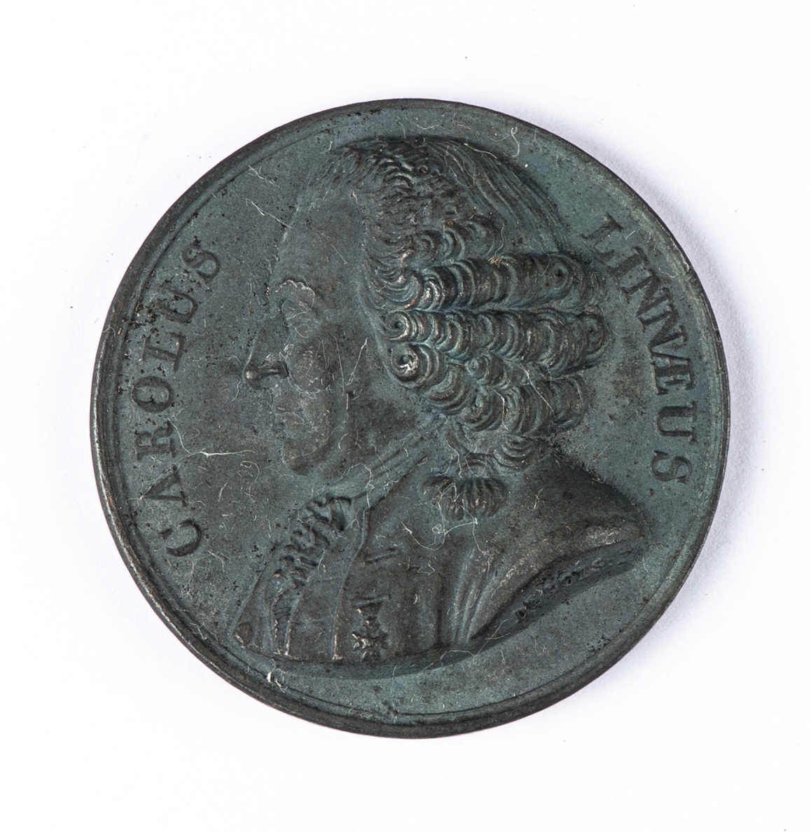 Medalj i brons.
Åtsida: Carl von Linné i vänsterställd profil i kraftig relief "Carolus Linnaeus"
Frånsida: blank.