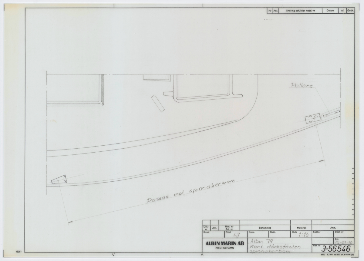 Montering däckfästen spinnakerbom till Albin 79
