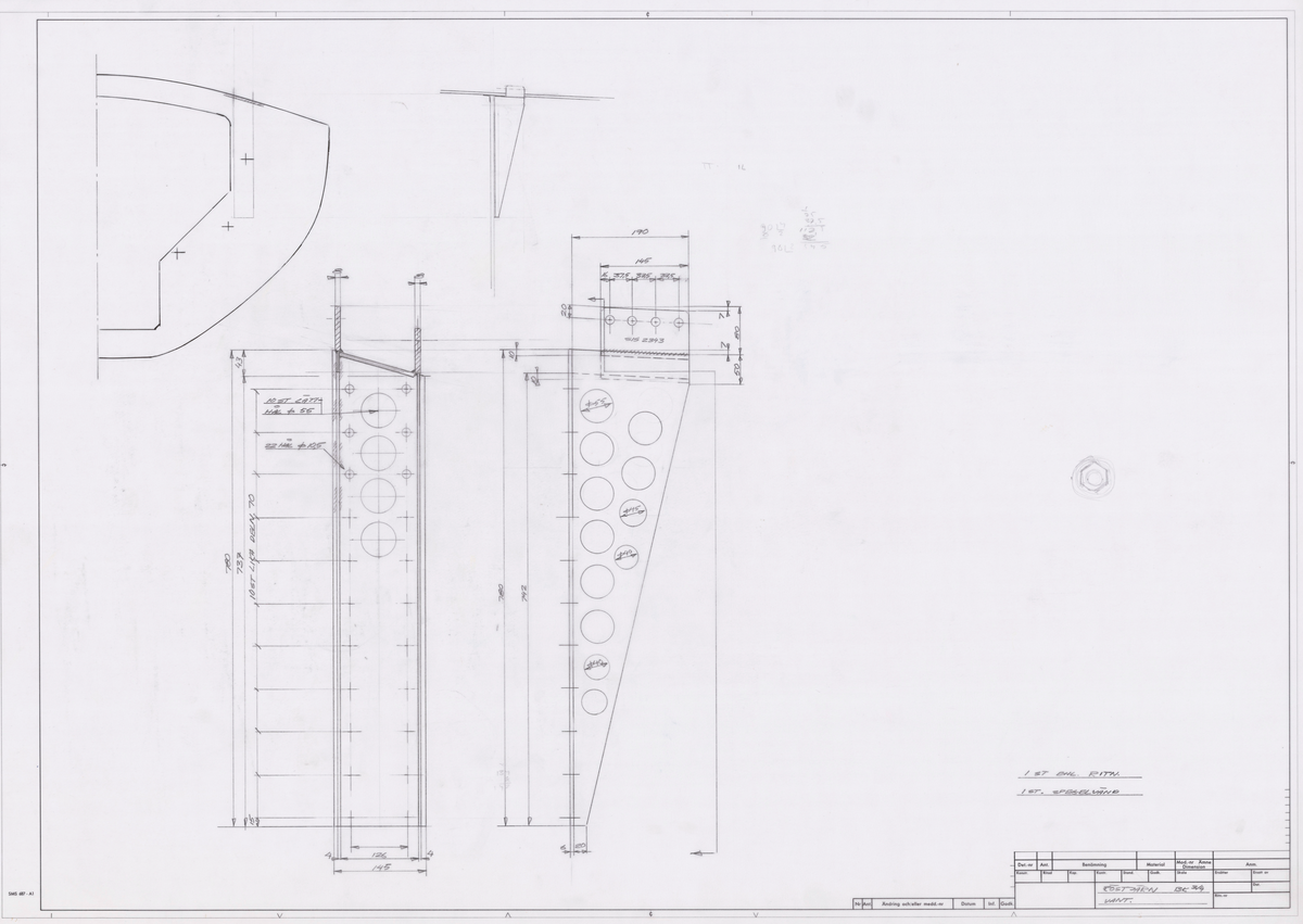 Tre ritningar, röstjärn topp och undervant, röstjärn och röstjärn vant, till Mamba 34 "BK 3/4-ton"
