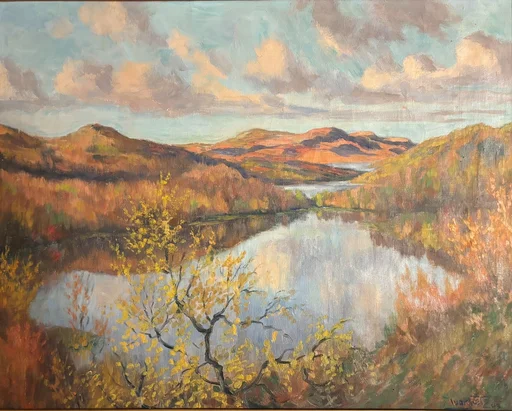 Maleri av Ivar Sælø. Første Gjeddevann, Tana