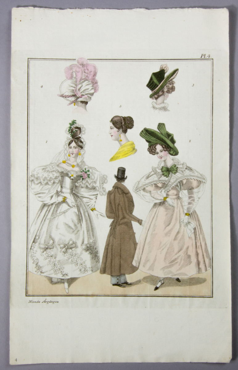 Tidskrifter, 6 st med lösblad, "Magasin för konst, nyheter och moder" utgiven av Fredrik Boye och tryckt hos C. Deleen i Stockholm 1841.

Vikt och skuren i löst blått och tryckt omslag.