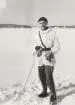 Stig Leijonhufvud på skidor, Intendenturfältövning Korpolombolo, vinter 1958.