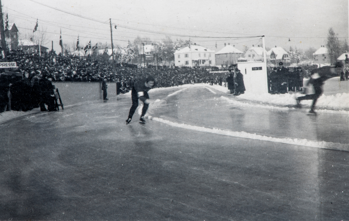 Hamar Stadion, skøyteløp, Europamesterskapet på skøyter 1948, EM 1948, Johanson og Malmstrøm fra Sverige,