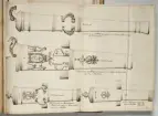 Avbildning av eldrör ur en inventeringsvolym som dokumenterar artilleribestyckningen vid fästningarna i Göteborg, Älvsborg, Marstrand och Bohus. Inventeringen sammanställdes den 26 mars 1691.
