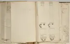Avbildning av eldrör ur en inventeringsvolym som dokumenterar artilleribestyckningen vid fästningarna i Göteborg, Älvsborg, Marstrand och Bohus. Inventeringen sammanställdes den 26 mars 1691.