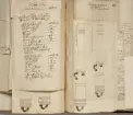 Avbildning av eldrör ur en inventeringsvolym som dokumenterar artilleribestyckningen vid fästningarna i Göteborg, Älvsborg, Marstrand och Bohus. Inventeringen sammanställdes den 26 mars 1691.