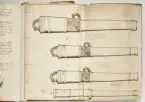 Avbildning av eldrör från fästningen i Narva, ur en volym som dokumenterar artilleritroféer i fästningarna i Ingermanland och Kexholm, daterad 1691.