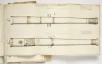 Avbildning av eldrör från fästningen i Narva, ur en volym som dokumenterar artilleritroféer i fästningarna i Ingermanland och Kexholm, daterad 1691.