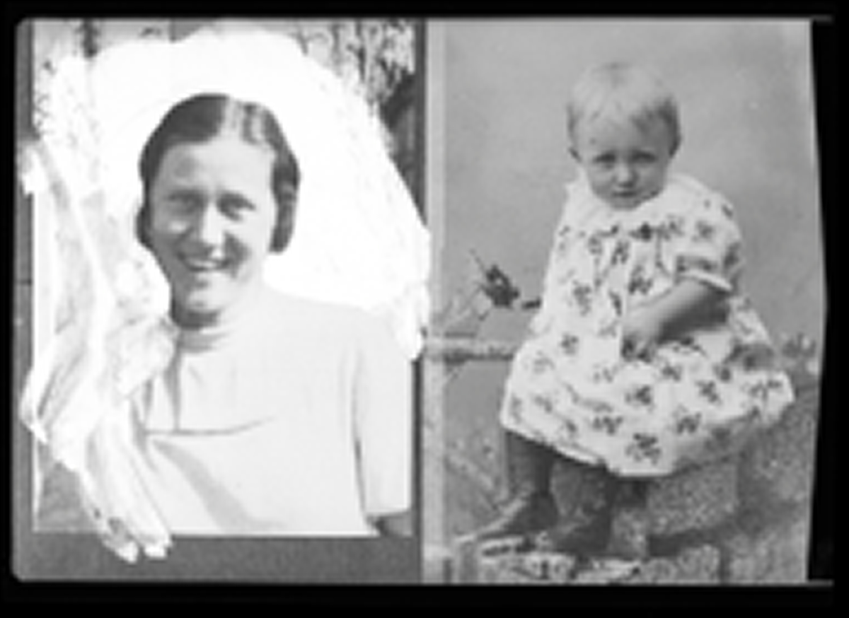 Reprofotografi av ukjent kvinne og ukjent barn

Foto av kvinnen er sansynligvis tatt ca. 1920/30-tallet. Bakgrunnen er retusjert av fotograf eller retusjør 

Foto av barn, tidlig 1900-tallet