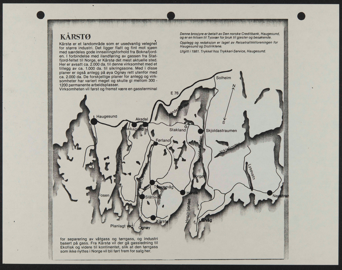 Hefte med bilder og informasjon knyttet til Cleng Peerson og hans fødested, Tysvær