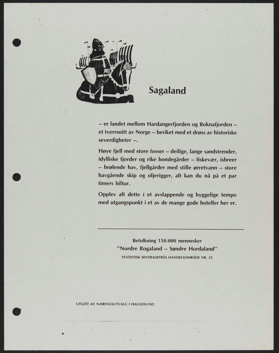 Hefte med bilder og informasjon knyttet til Cleng Peerson og hans fødested, Tysvær