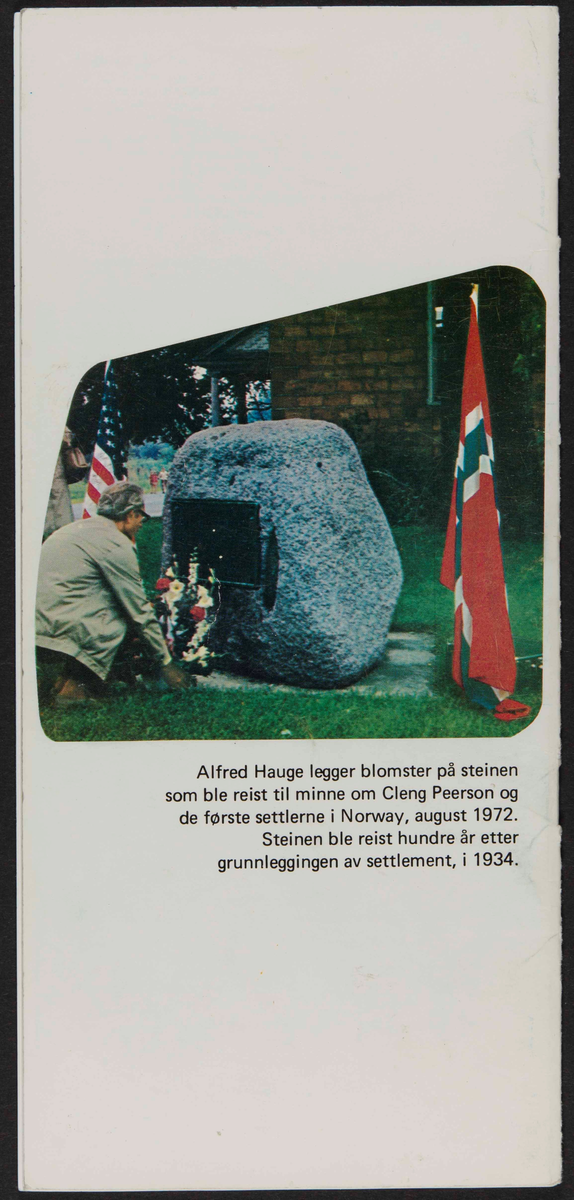 Hefte med program reise for til USA i 1982 i forbindelse med markering av Cleng Peersons fødsel