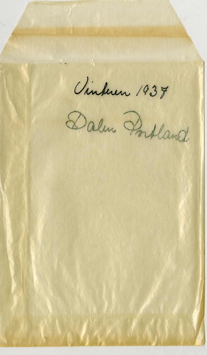 Vinterbilder av hjemmet til direktør ved Dalen Portland cementfabrik, Alfred Holter, i 1937

Påskrift konvolutt:
Vinteren 1937
Dalen Portland