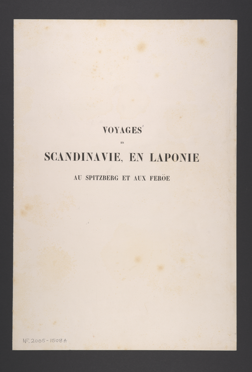 Plansjeregister med nummerert, kort beskrivelse av plansjene/litografiene. Fransk tekst.