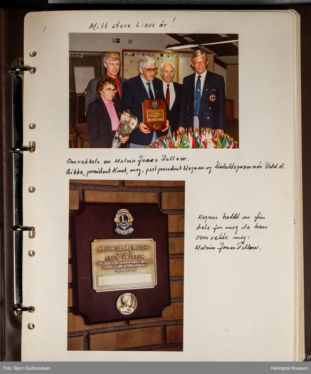 Et brunt album med 80 sider med tekst og bilder. Laget av Lions Club Nesbyen.   