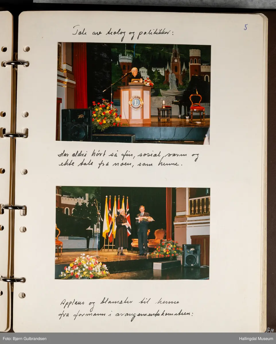 Et brunt album med 80 sider med tekst og bilder. Laget av Lions Club Nesbyen.   