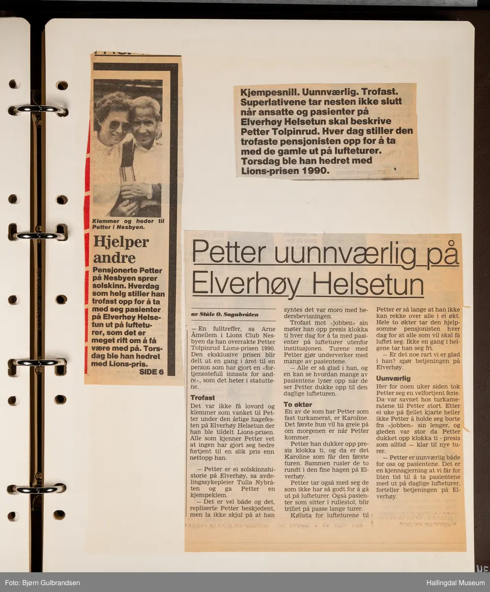 Et brunt album med 80 sider med tekst og bilder. Laget av Lions Club Nesbyen.   