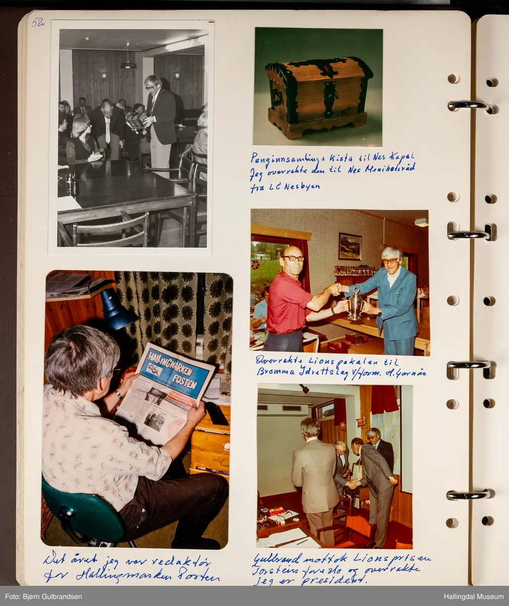 Et brunt album med 80 sider med tekst og bilder. Laget av Lions Club Nesbyen.   