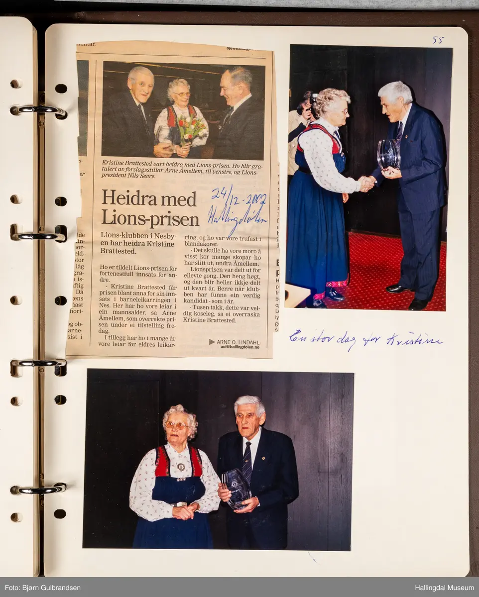 Et brunt album med 80 sider med tekst og bilder. Laget av Lions Club Nesbyen.   