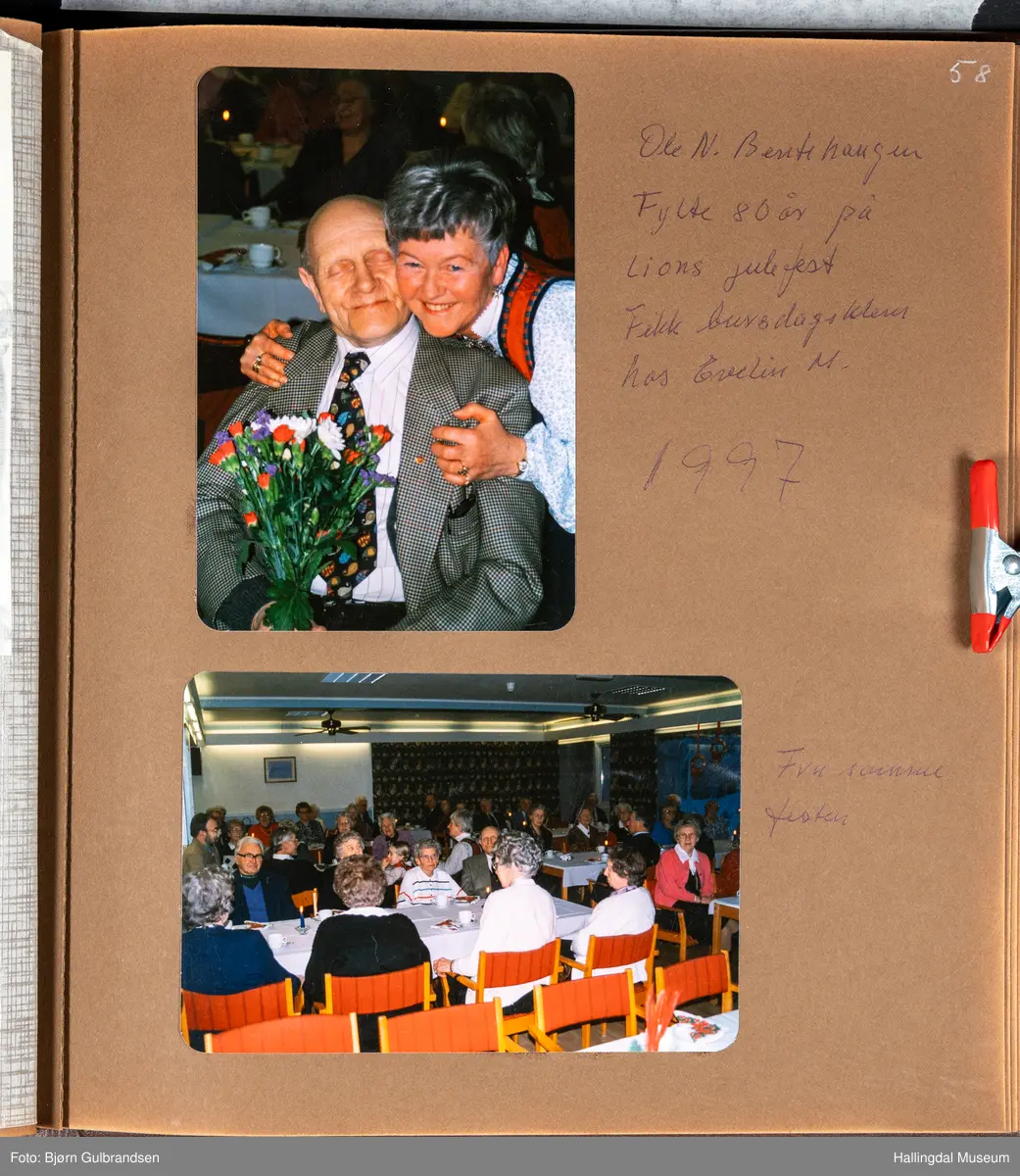 Et brunt læralbum med 74 sider med tekst og bilder. Laget av Lions Club Nesbyen.   