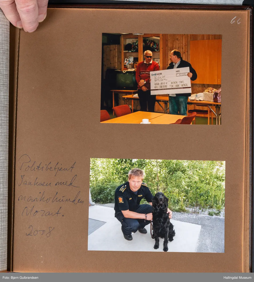 Et brunt læralbum med 74 sider med tekst og bilder. Laget av Lions Club Nesbyen.   