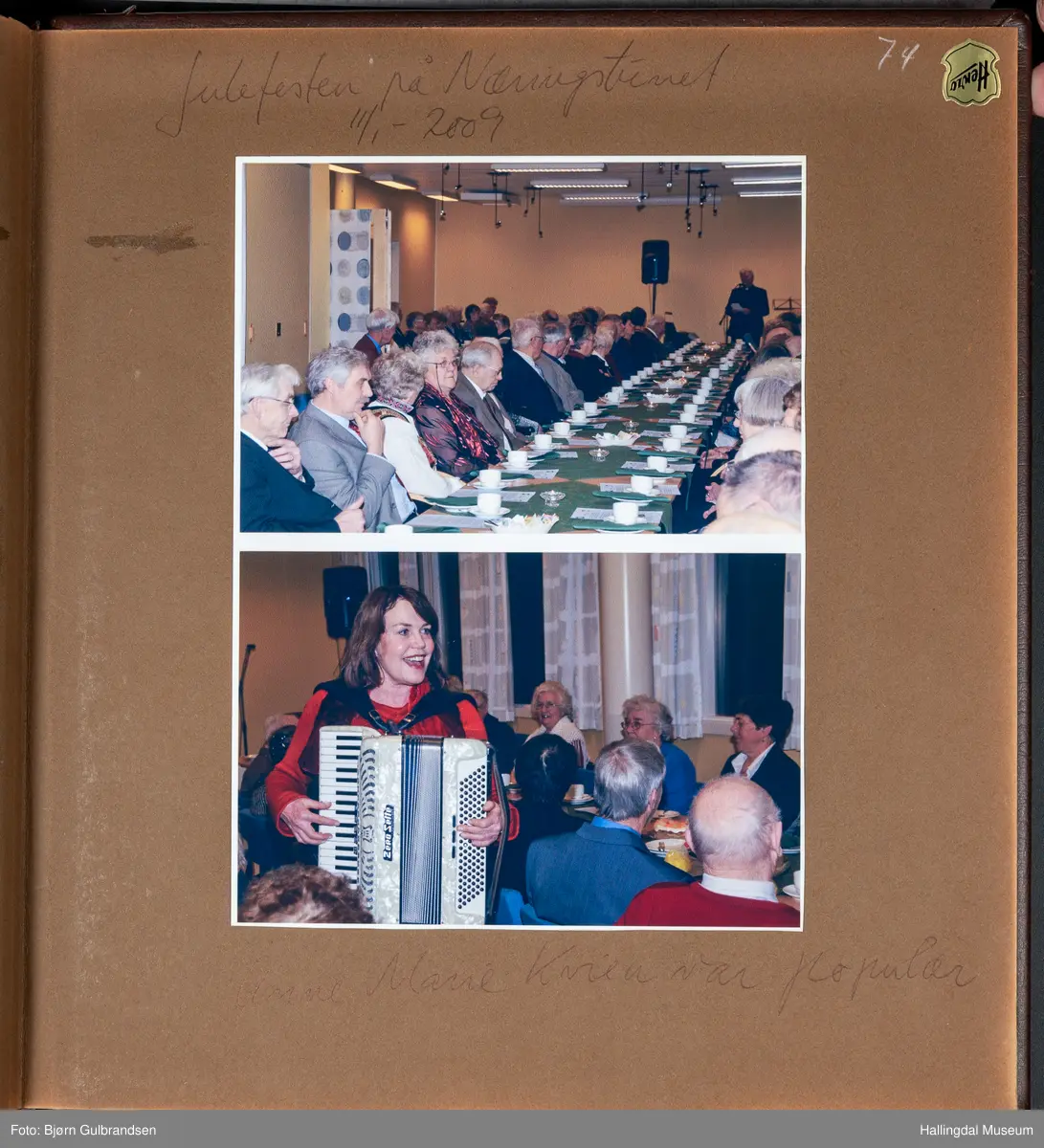 Et brunt læralbum med 74 sider med tekst og bilder. Laget av Lions Club Nesbyen.   