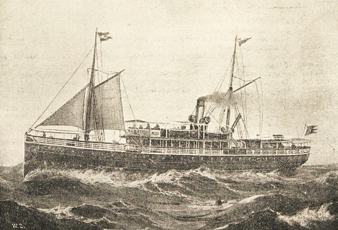 "Ångaren Najaden", avbildad i tidningen Halland den 13 december 1900 i Söndagsbilagan, utan vidare information. Najaden var det första stålfartyg (de andra var av järn) som Hallands Ångbåts AB beställde. Deras gamla hjulångare från 1860 med samma namn ingick som dellikvid vid beställningen till Motala Verkstad och skeppet byggdes vid Lindholmens varv. Den nya Najaden levererades något fördröjd i januari 1887 och var då Hallandsbolagets största och bäst inredda fartyg. Det ansågs vara en av de vackraste ångarna i svenska handelsflottan.