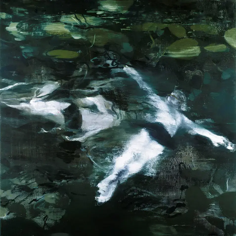 Maleri med mørk baktone og lyse områder 