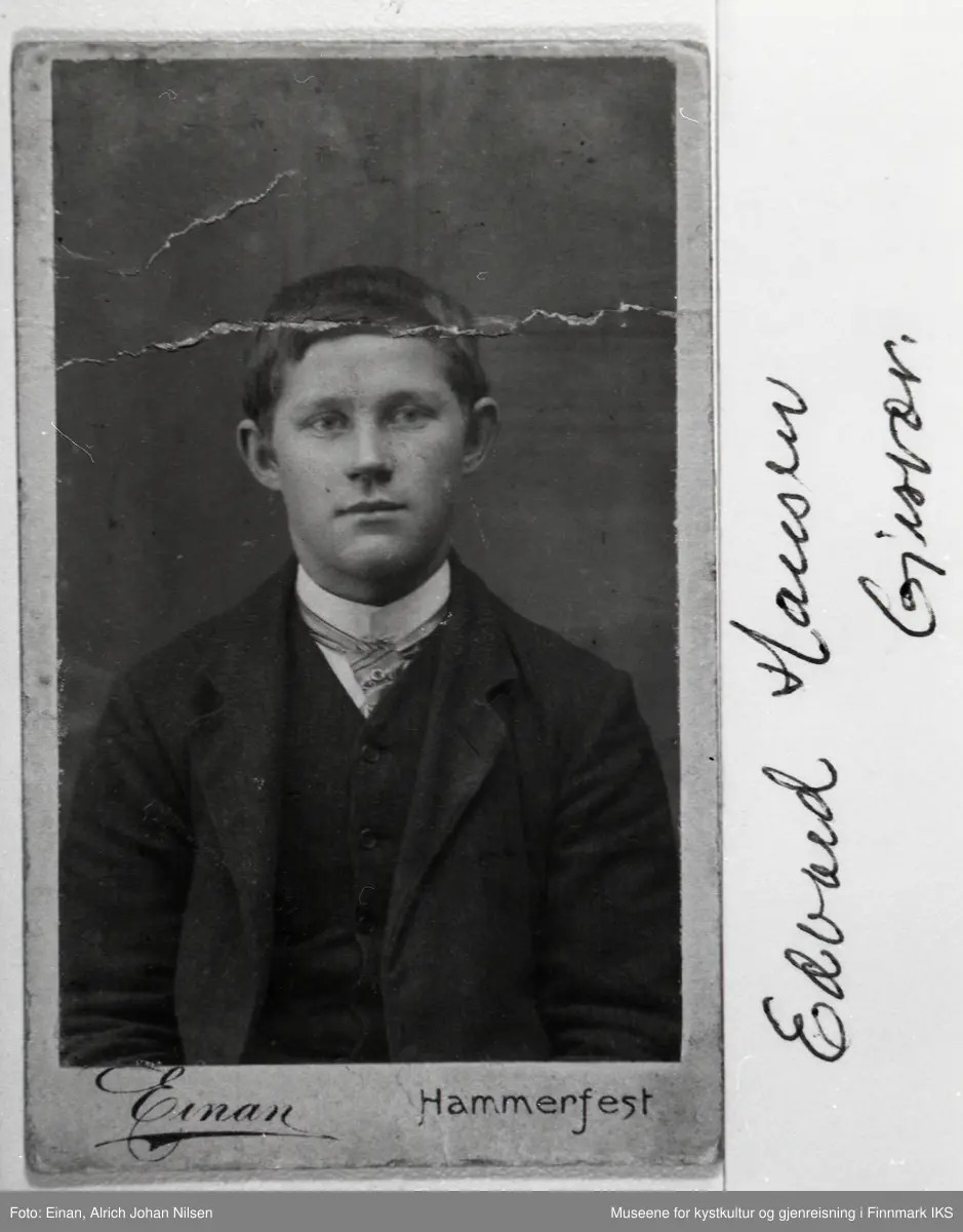 Portrett av Edvard Hansen, Gjesvær. Foto: Einan/Hammerfest.