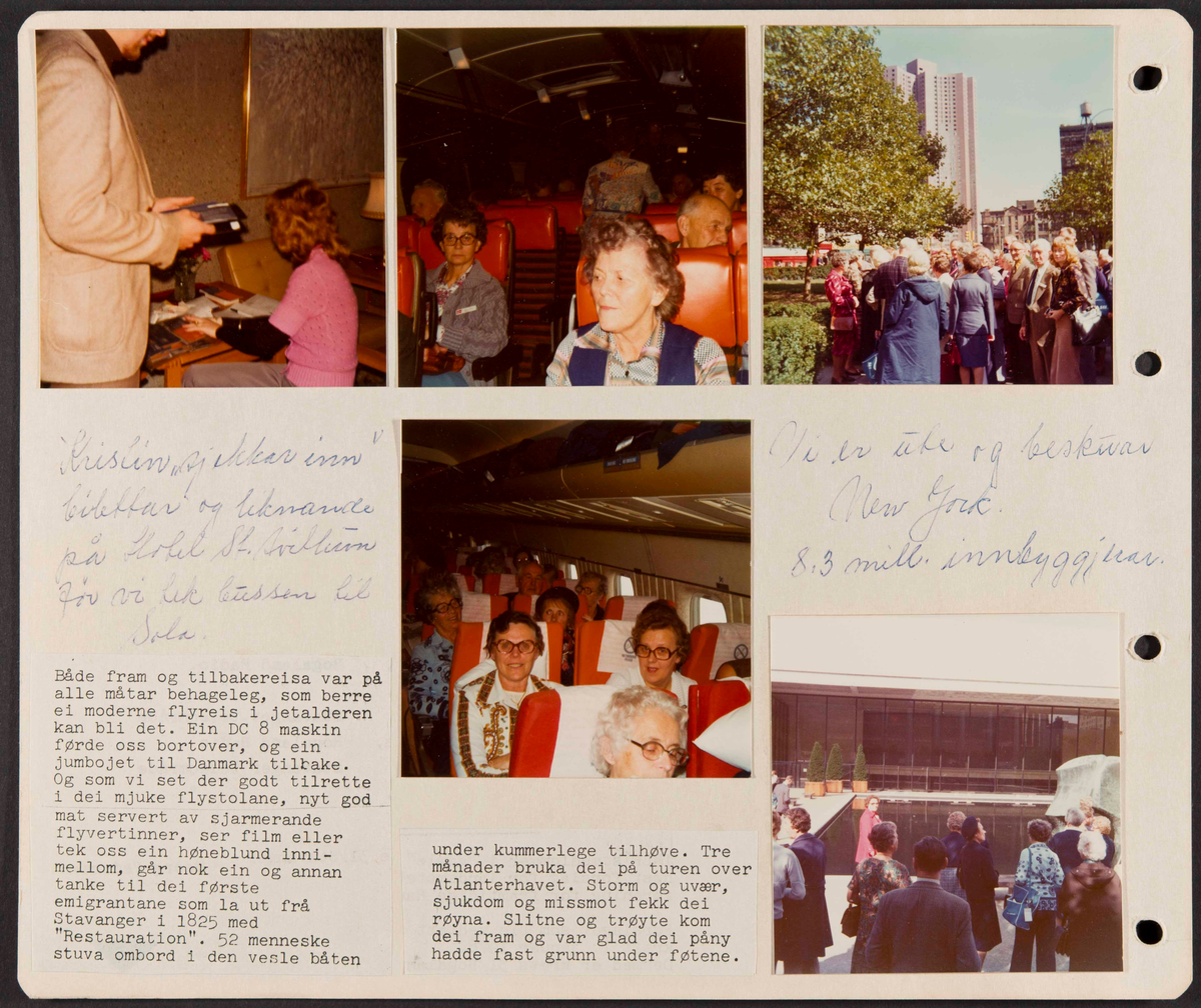 Album fra USA-reise i 1975 i forbindelse med 150-årsmarkering for norsk utvandring til USA. Albumet inneholder fotografier, reiserute, avisutklipp og tekster
