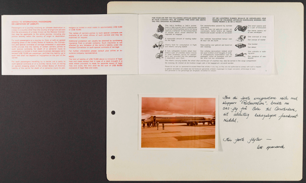 Album som dokumenterer reise til USA i 1972 "I Cleng Peersons fotspor". Albumet inneholder fotografier, reiserute, program, diverse brosjyrer, avisutklipp og tekster