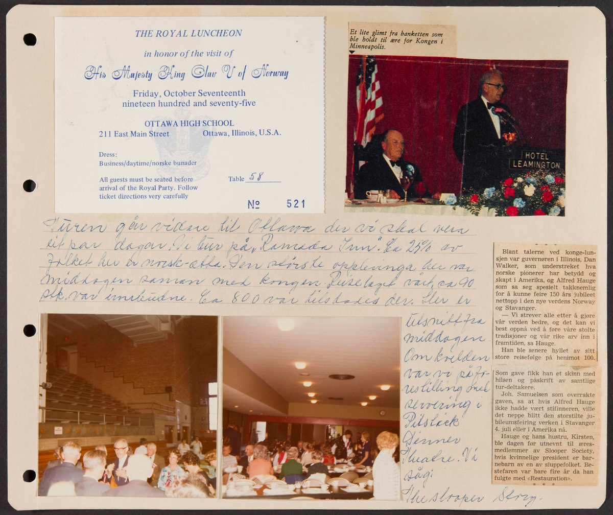 Album fra USA-reise i 1975 i forbindelse med 150-årsmarkering for norsk utvandring til USA. Albumet inneholder fotografier, reiserute, avisutklipp og tekster