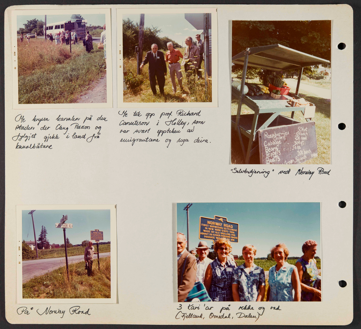 Album som dokumenterer reise til USA i 1972 "I Cleng Peersons fotspor". Albumet inneholder fotografier, reiserute, program, diverse brosjyrer, avisutklipp og tekster