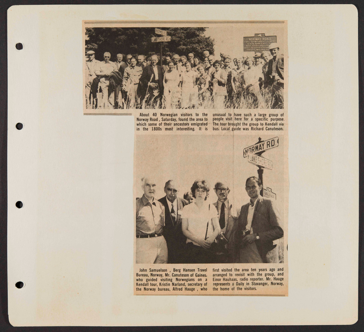 Album som dokumenterer reise til USA i 1972 "I Cleng Peersons fotspor". Albumet inneholder fotografier, reiserute, program, diverse brosjyrer, avisutklipp og tekster