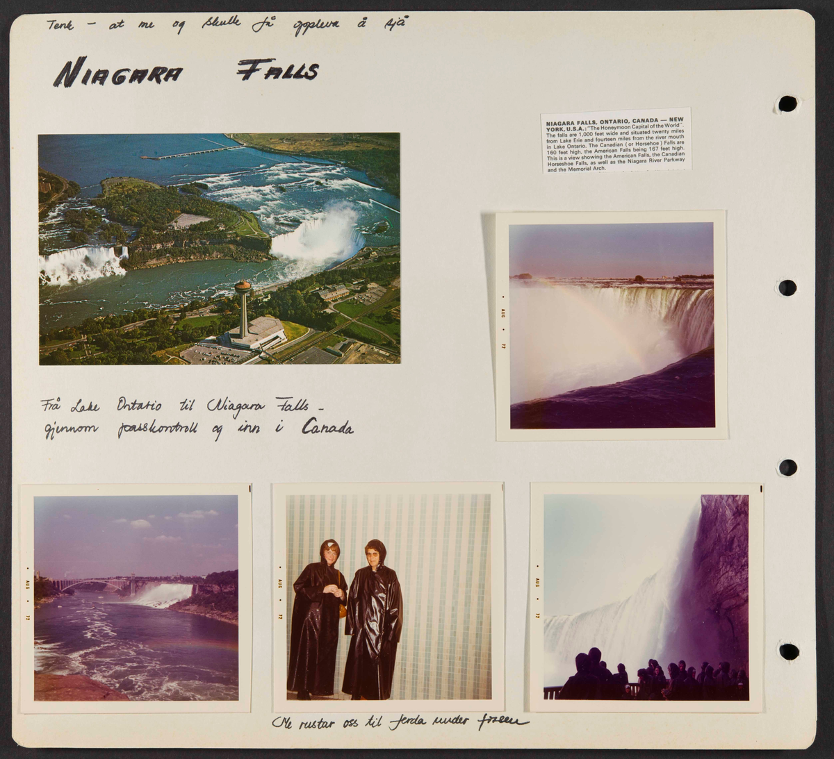Album som dokumenterer reise til USA i 1972 "I Cleng Peersons fotspor". Albumet inneholder fotografier, reiserute, program, diverse brosjyrer, avisutklipp og tekster