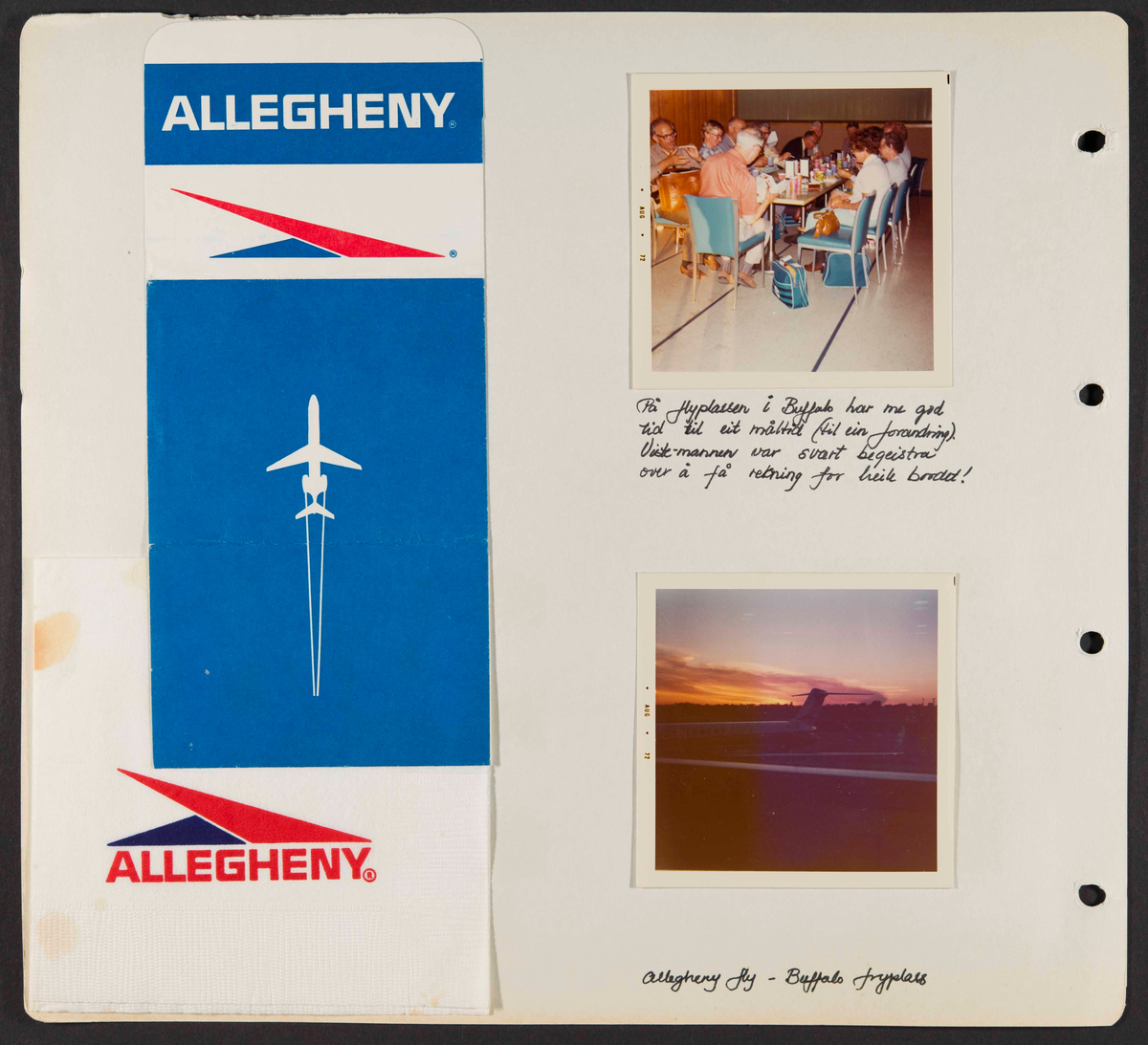 Album som dokumenterer reise til USA i 1972 "I Cleng Peersons fotspor". Albumet inneholder fotografier, reiserute, program, diverse brosjyrer, avisutklipp og tekster
